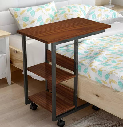 Bedside Laptop Table with Wheels & Bookshelves