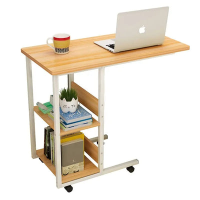 Bedside Laptop Table with Wheels & Bookshelves